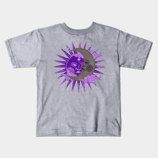 Celestial Purple Sun & Moon Shirt, Sun Moon Stars Tee, Mystical Tee, Moon and Stars, Bohemian Tshirt, Astronomical Kids T-Shirt